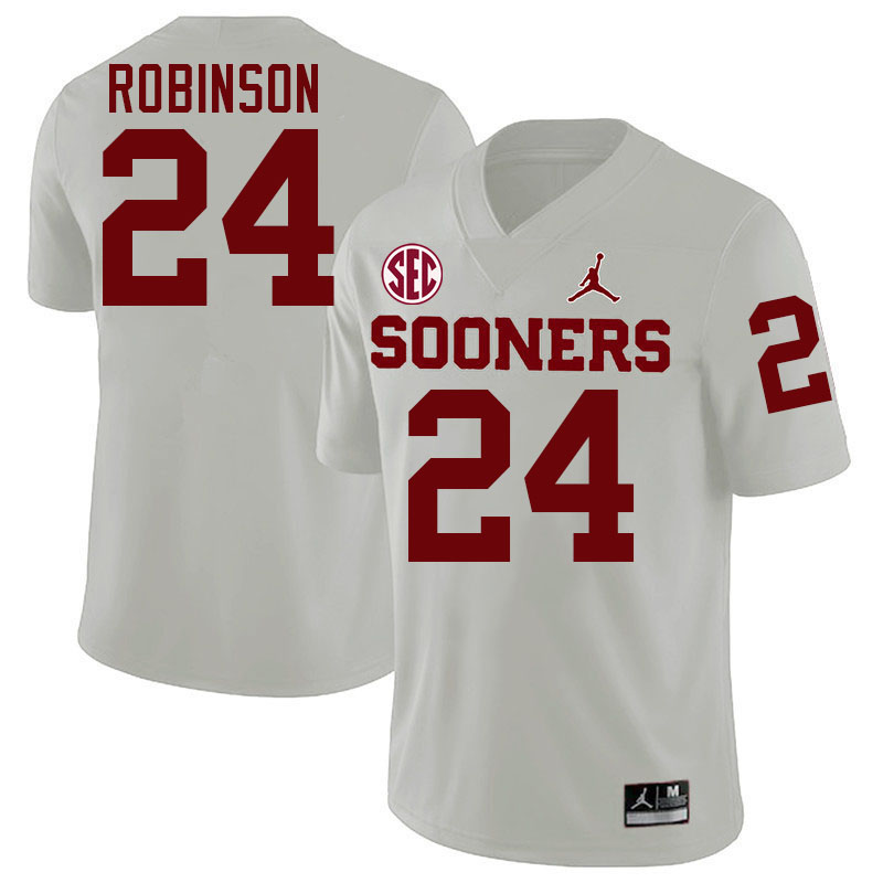 Oklahoma Sooners #24 Xavier Robinson College Football Jersey Stitched-White
